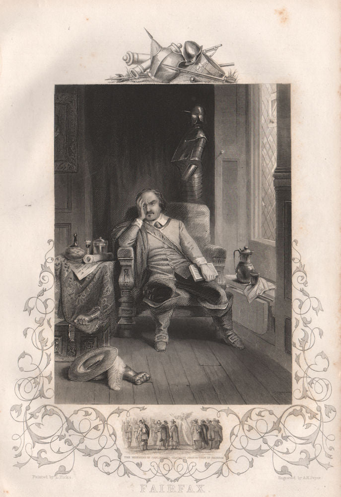 THOMAS FAIRFAX. Inset-Members of Parliament claiming his protection 1853 print